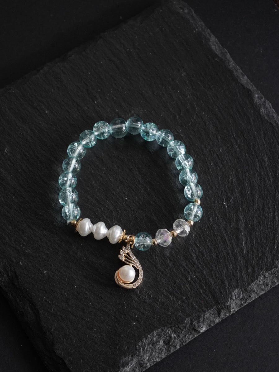 Aqua Pearl Charm Bracelet