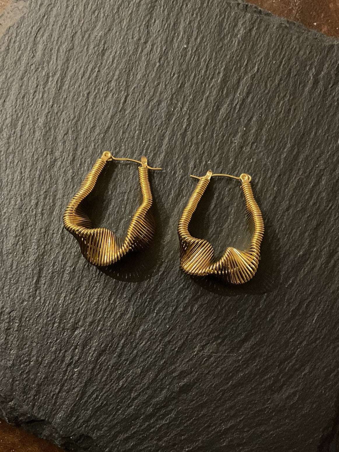 Golden Ripple Hoops