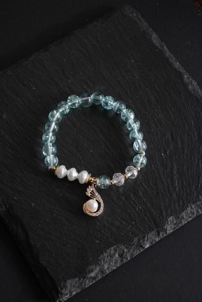 Aqua Pearl Charm Bracelet