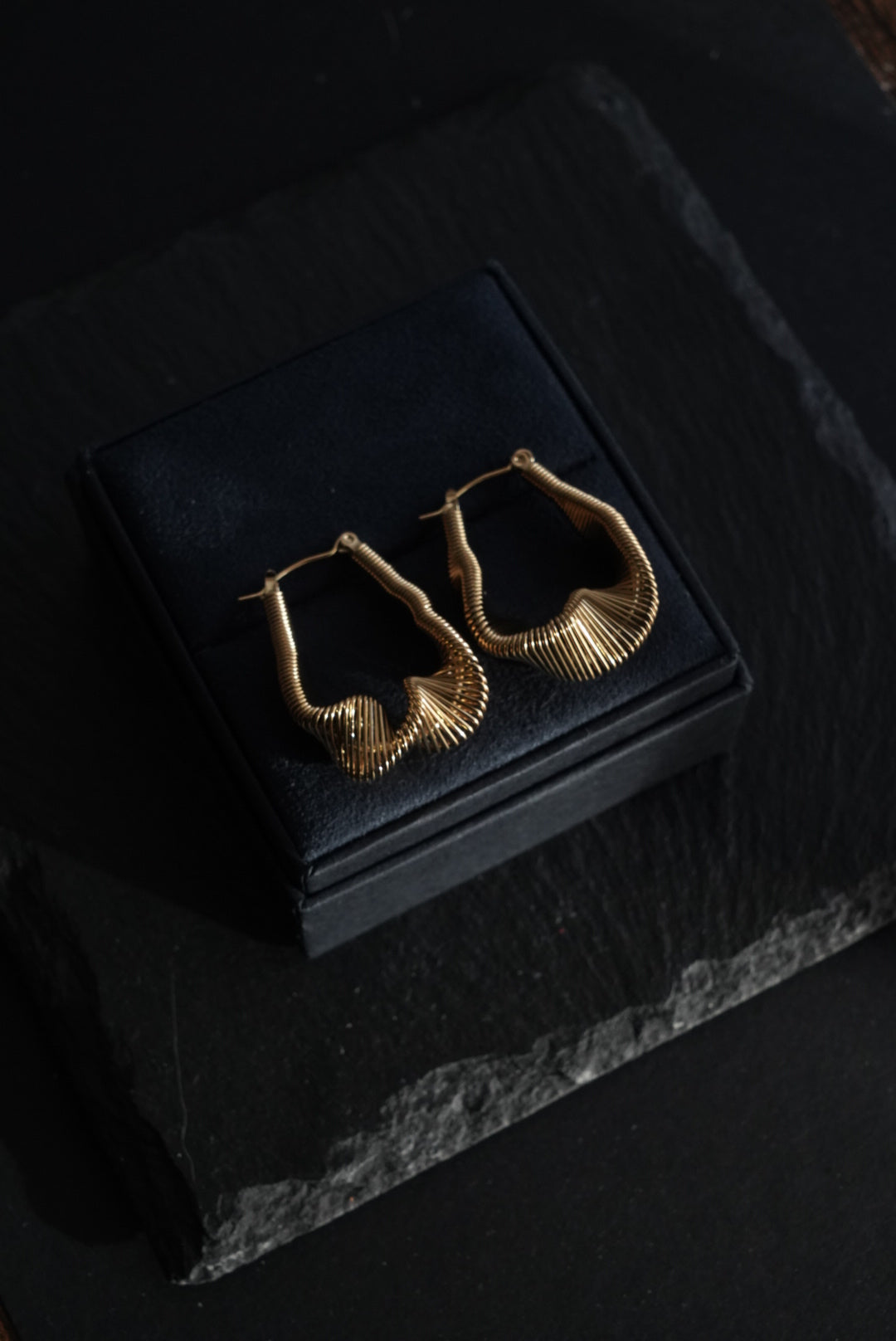 Golden Ripple Hoops Earring