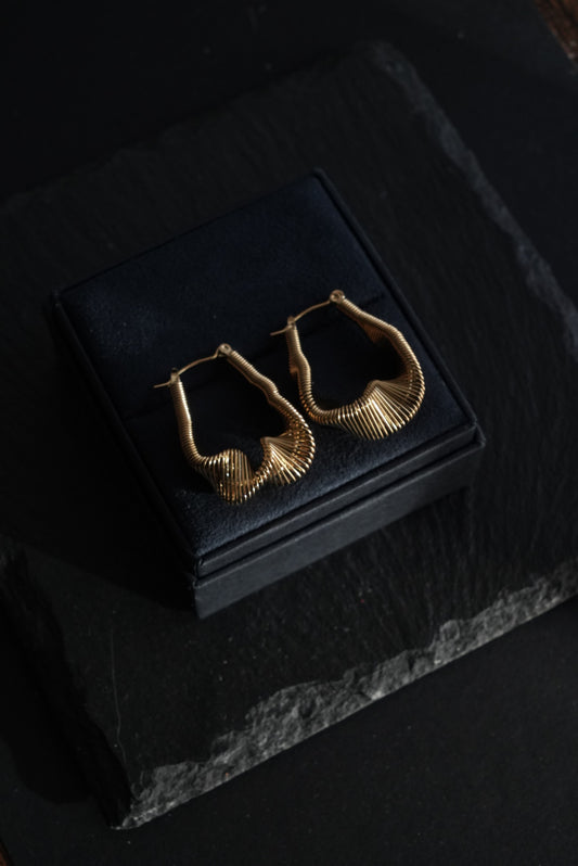 Golden Ripple Hoops Earring