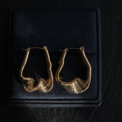 Golden Ripple Hoops Earring