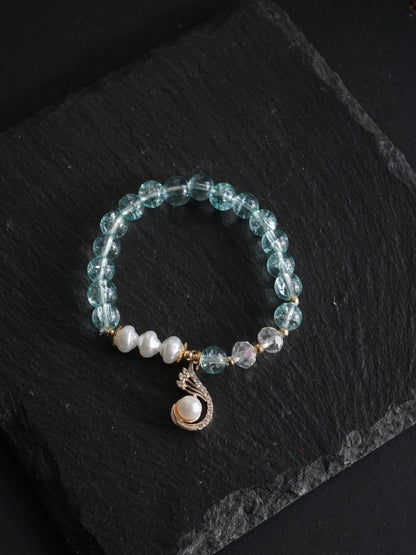 Aqua Pearl Charm Bracelet